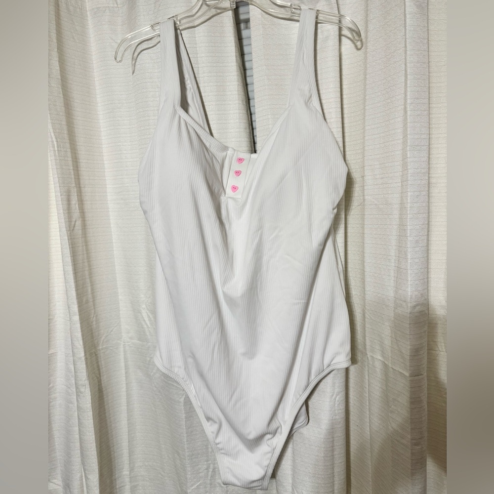 White Ribbed Bathing Suit